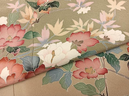 平和屋着物●訪問着　友禅　作家物　枝花文　暈し染め　正絹　逸品　AABJ3910ph