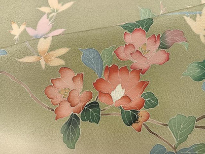 平和屋着物●訪問着　友禅　作家物　枝花文　暈し染め　正絹　逸品　AABJ3910ph
