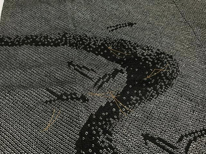 平和屋着物●訪問着　絞り　刺繍　松葉流水文　黒地　金糸　正絹　逸品　未使用　AABJ3911ph