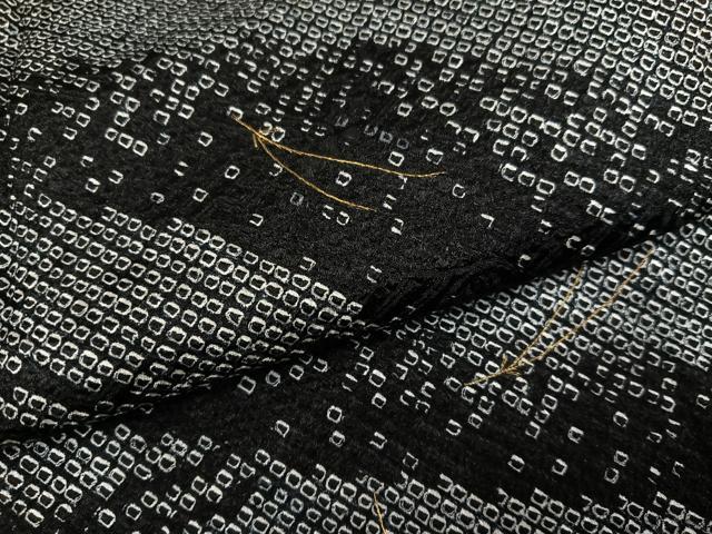 平和屋着物●訪問着　絞り　刺繍　松葉流水文　黒地　金糸　正絹　逸品　未使用　AABJ3911ph