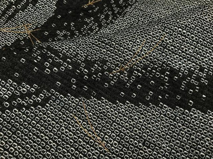平和屋着物●訪問着　絞り　刺繍　松葉流水文　黒地　金糸　正絹　逸品　未使用　AABJ3911ph
