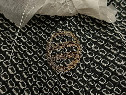 平和屋着物●訪問着　絞り　刺繍　松葉流水文　黒地　金糸　正絹　逸品　未使用　AABJ3911ph