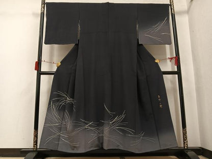平和屋着物●染色作家　草野一騎　訪問着　松葉　暈し染め　金彩　正絹　逸品　AABJ3914ph