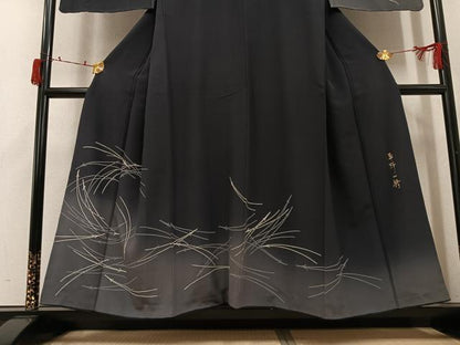 平和屋着物●染色作家　草野一騎　訪問着　松葉　暈し染め　金彩　正絹　逸品　AABJ3914ph