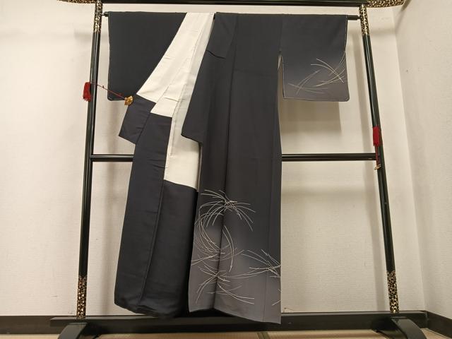 平和屋着物●染色作家　草野一騎　訪問着　松葉　暈し染め　金彩　正絹　逸品　AABJ3914ph