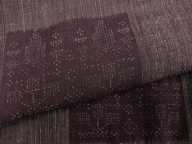 平和屋着物●結城ちぢみ　色紙文　正絹　逸品　AABJ3915ph