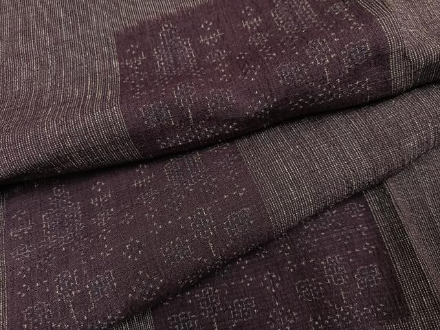平和屋着物●結城ちぢみ　色紙文　正絹　逸品　AABJ3915ph
