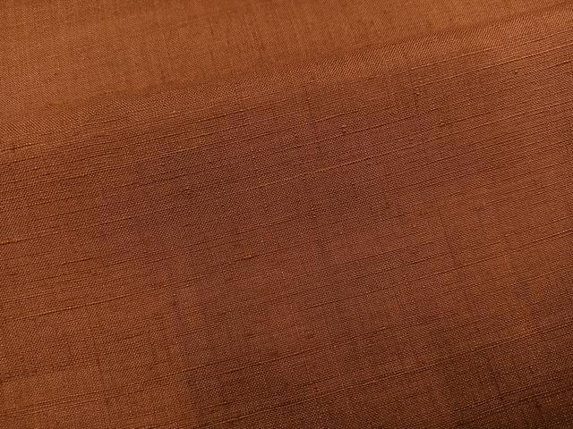 平和屋着物●紅花紬　米沢　新田英行　新田間道　色無地　団十郎茶色　正絹　逸品　AABJ3917ph