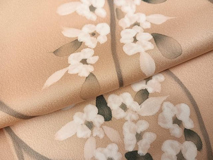 平和屋着物●上質な小紋　草花文　正絹　逸品　未使用　AABJ3921ph