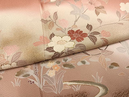平和屋着物●訪問着　枝花文　暈し染め　金彩　正絹　逸品　AABJ3922ph