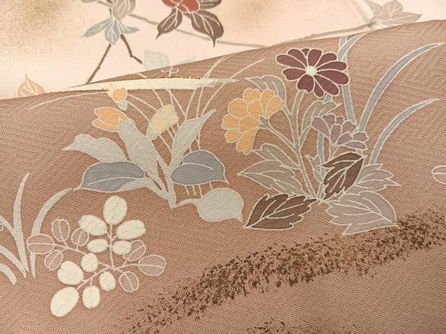 平和屋着物●訪問着　枝花文　暈し染め　金彩　正絹　逸品　AABJ3922ph