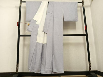 平和屋着物●上質な色無地　吉祥地紋　蕎麦切色　正絹　逸品　AABJ3925ph