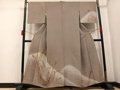 平和屋着物●訪問着　竹屋町刺繍　草木文　暈し染め　金彩　正絹　逸品　AABJ3926ph