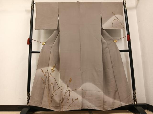 平和屋着物●訪問着　竹屋町刺繍　草木文　暈し染め　金彩　正絹　逸品　AABJ3926ph