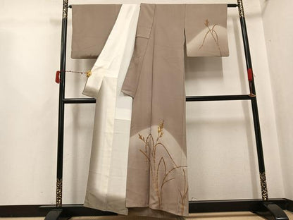 平和屋着物●訪問着　竹屋町刺繍　草木文　暈し染め　金彩　正絹　逸品　AABJ3926ph