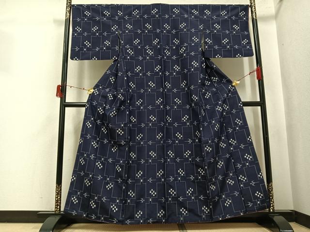 平和屋着物●本場琉球絣　紬　正絹　逸品　AABJ3929ph