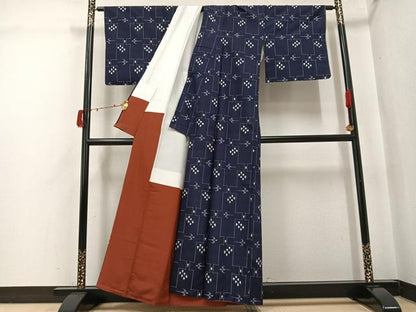 平和屋着物●本場琉球絣　紬　正絹　逸品　AABJ3929ph