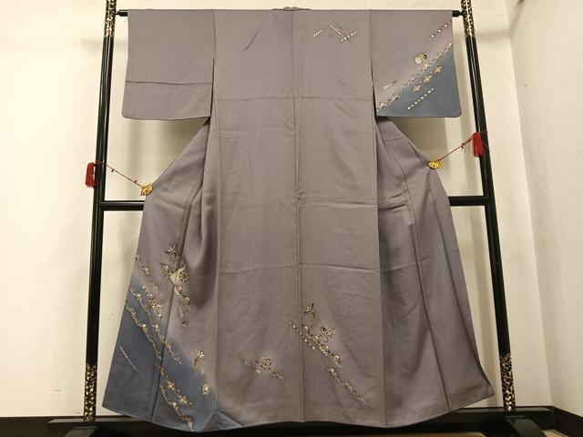 平和屋着物●訪問着　花鳥文　暈し染め　金彩　正絹　逸品　AABJ3931ph