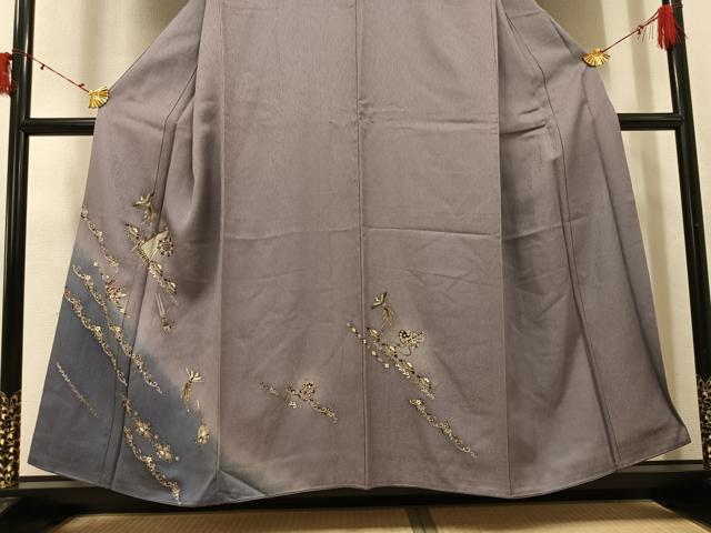 平和屋着物●訪問着　花鳥文　暈し染め　金彩　正絹　逸品　AABJ3931ph