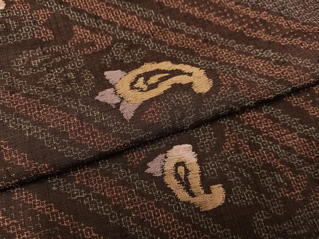 平和屋着物●訪問着　結城紬　刺繍　斜縞　正絹　逸品　AABJ3934ph