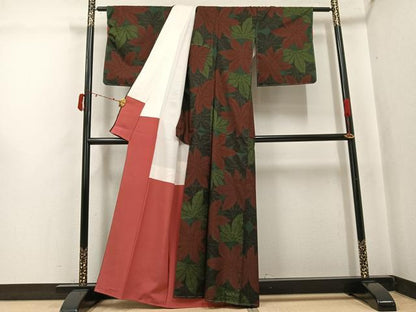 平和屋着物●本場大島紬　一元7マルキ　葉尽くし　正絹　逸品　未使用　AABJ3935ph