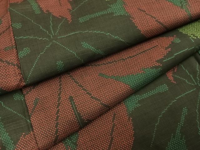 平和屋着物●本場大島紬　一元7マルキ　葉尽くし　正絹　逸品　未使用　AABJ3935ph