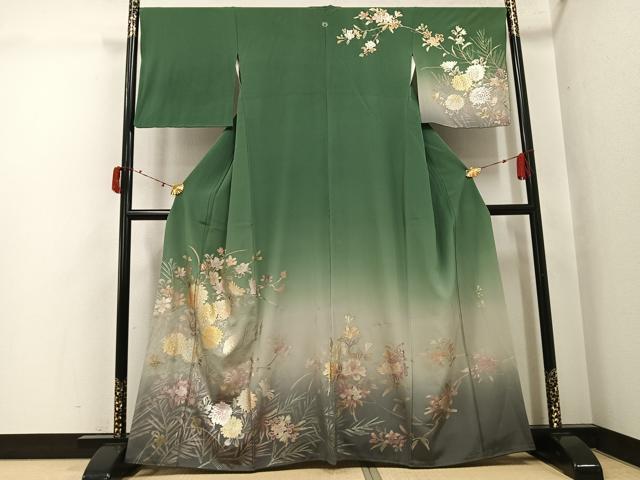 平和屋着物●金彩友禅　卓越技能者・名工・和田光正　訪問着　枝花文　暈し染め　正絹　逸品　AABJ3939ph