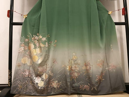 平和屋着物●金彩友禅　卓越技能者・名工・和田光正　訪問着　枝花文　暈し染め　正絹　逸品　AABJ3939ph