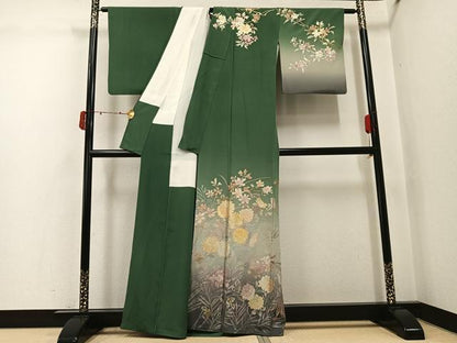 平和屋着物●金彩友禅　卓越技能者・名工・和田光正　訪問着　枝花文　暈し染め　正絹　逸品　AABJ3939ph