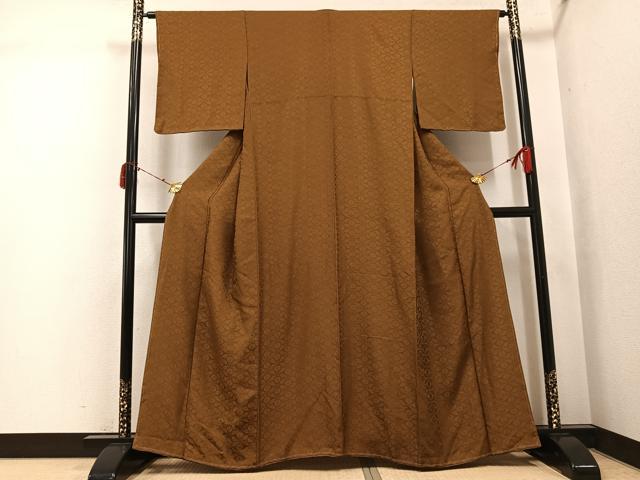平和屋着物●上質な色無地　花地紋　丁字染色　正絹　逸品　未使用　AABJ3940ph