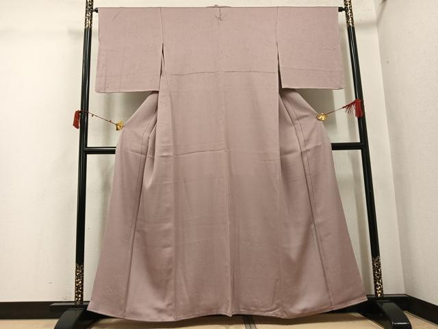 平和屋着物●上質な色無地　草花地紋　梅染色　正絹　逸品　AABJ3941ph