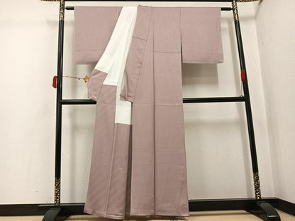 平和屋着物●上質な色無地　草花地紋　梅染色　正絹　逸品　AABJ3941ph
