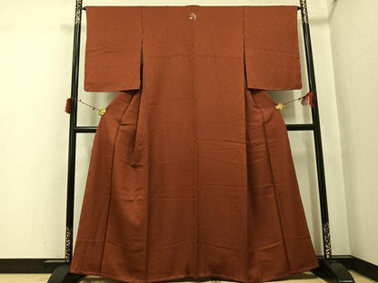 平和屋着物●上質な色無地　花唐草地紋　雀茶色　正絹　逸品　未使用　AABJ3942ph