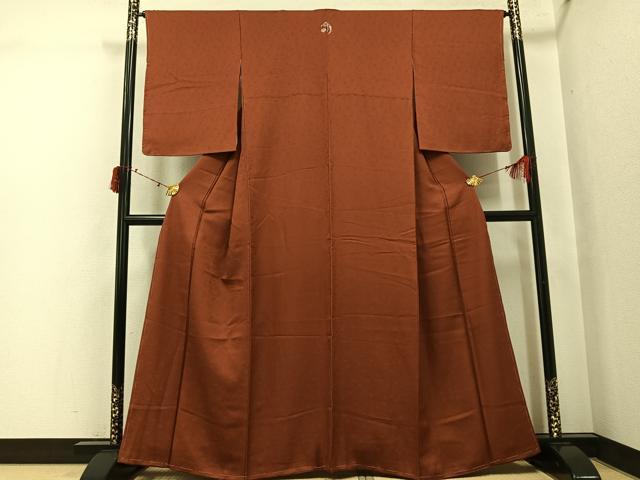 平和屋着物●上質な色無地　花唐草地紋　雀茶色　正絹　逸品　未使用　AABJ3942ph