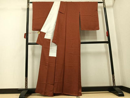 平和屋着物●上質な色無地　花唐草地紋　雀茶色　正絹　逸品　未使用　AABJ3942ph