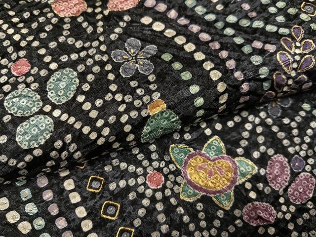 平和屋着物●上質な小紋　絞り　地紙花文　金彩　正絹　逸品　未使用　AABJ3943ph
