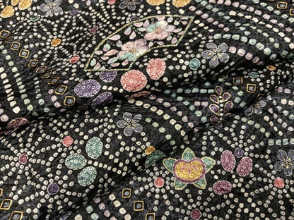 平和屋着物●上質な小紋　絞り　地紙花文　金彩　正絹　逸品　未使用　AABJ3943ph