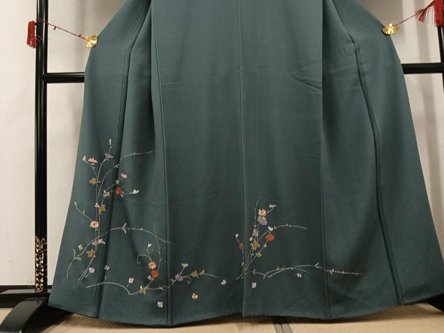 平和屋着物●訪問着　総刺繍　草花文　金糸　正絹　逸品　AABJ3949ph