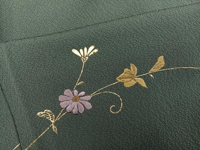 平和屋着物●訪問着　総刺繍　草花文　金糸　正絹　逸品　AABJ3949ph