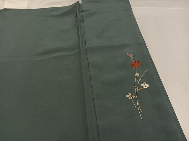 平和屋着物●訪問着　総刺繍　草花文　金糸　正絹　逸品　AABJ3949ph