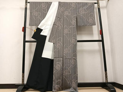 平和屋着物●お召　渦　正絹　逸品　AABJ3950ph