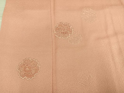 平和屋着物●無地絵羽訪問着　中国三大刺繍　汕頭刺繍　スワトウ刺繍　雪輪花文　一斤染色　正絹　逸品　AABJ3952ph