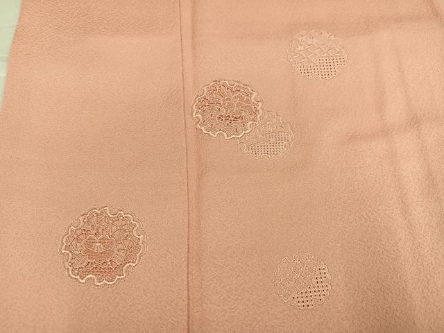 平和屋着物●無地絵羽訪問着　中国三大刺繍　汕頭刺繍　スワトウ刺繍　雪輪花文　一斤染色　正絹　逸品　AABJ3952ph