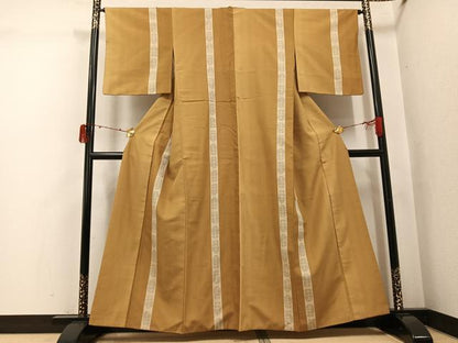 平和屋着物●結城紬　間道　さが美扱い　正絹　逸品　AABJ3954ph