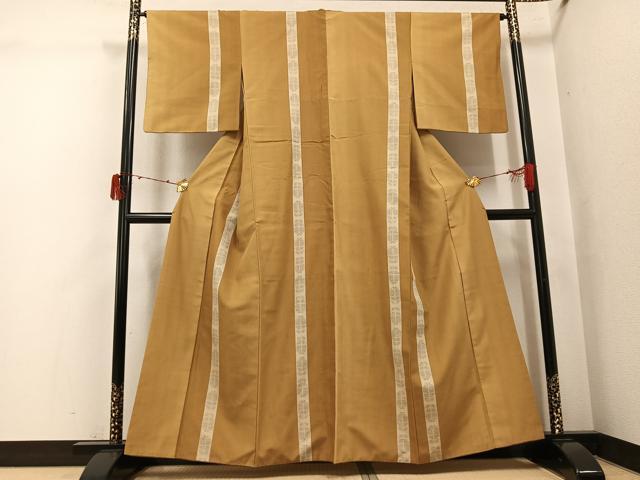 平和屋着物●結城紬　間道　さが美扱い　正絹　逸品　AABJ3954ph