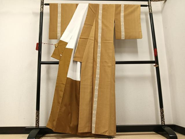 平和屋着物●結城紬　間道　さが美扱い　正絹　逸品　AABJ3954ph