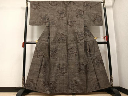 平和屋着物●本場大島紬　カタス9マルキ　風景草花文　正絹　逸品　AABJ3955ph