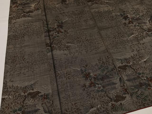 平和屋着物●本場大島紬　カタス9マルキ　風景草花文　正絹　逸品　AABJ3955ph