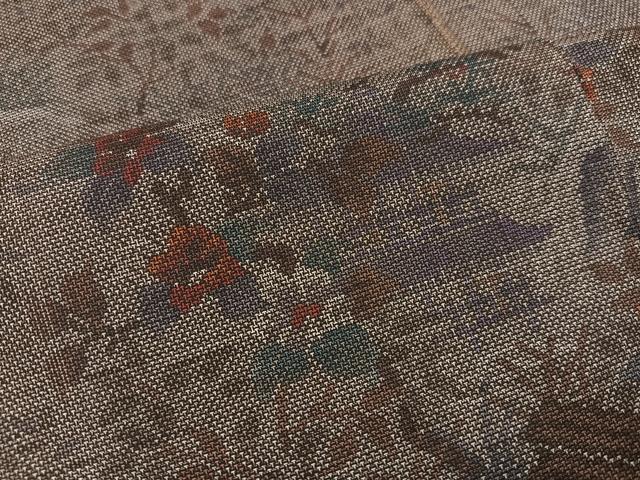 平和屋着物●本場大島紬　カタス9マルキ　風景草花文　正絹　逸品　AABJ3955ph