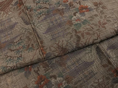 平和屋着物●本場大島紬　カタス9マルキ　風景草花文　正絹　逸品　AABJ3955ph